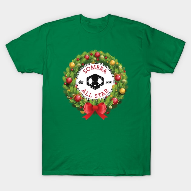 Christmas All Star Overwatch Sombra Wreath T-Shirt by Rebus28